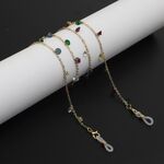 Gold-colored metal non-slip chain, with colorful acrylic beads, for glasses and masks GL862