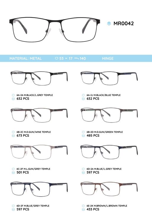 Metal frame with temples made of TR-90 material MR0042