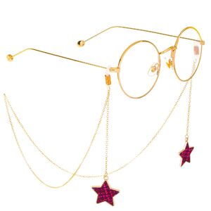 Металлическая нескользящая цепочка золотого цвета, с подвеской звезда, для очков и масок GL314