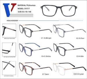 Plastic acetate TR90 + metall frame with spring hinges D1517-DA