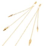 Gold-colored metal non-slip chain, with rivet and rhinestone, for glasses and masks GL148