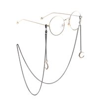 Металлическая нескользящая цепочка черного цвета, с подвеской луна, для очков и масок GL855