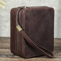 Сумка-барсетка-чехол из натуральной кожи для очков и девайсов с ремешком и молнией CF6008