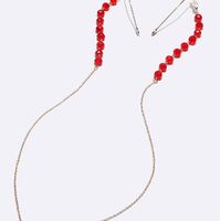 Gold-colored metal non-slip chain, with red round crystal, for glasses and masks GL1381-1