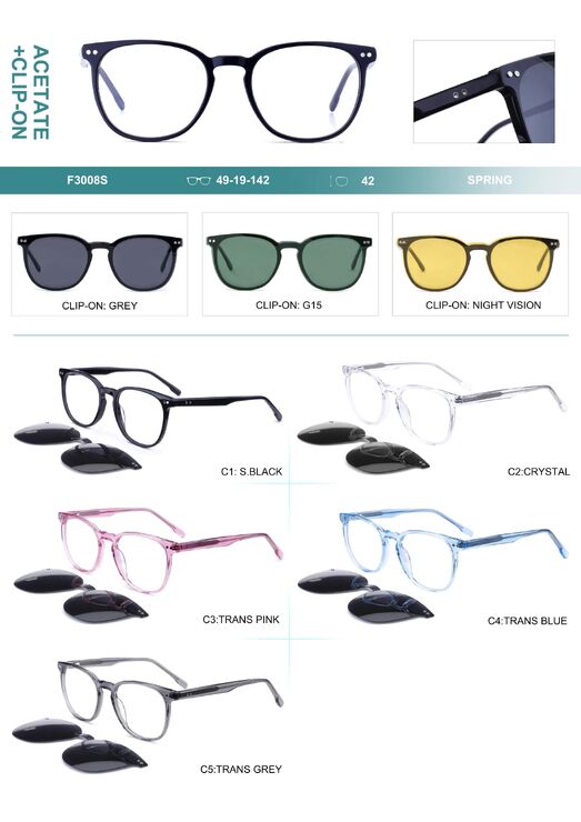 Оправа пластиковая из материала ацетат, с флексом + насадка солнцезащитная (клипон) Big City F3008S