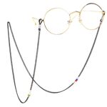 Black-colored metal non-slip chain, with colorful crystal, for glasses and masks GL092