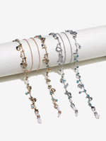 Цепочка для очков с жемчужными бусинами, комплект из двух штук, золотая и серебряная GM033