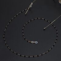 Gold-colored metal non-slip chain, with  black crystal beads, for glasses and masks GL724