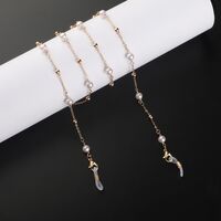 Gold-colored metal non-slip chain, with pearl bead, for glasses and masks GL946