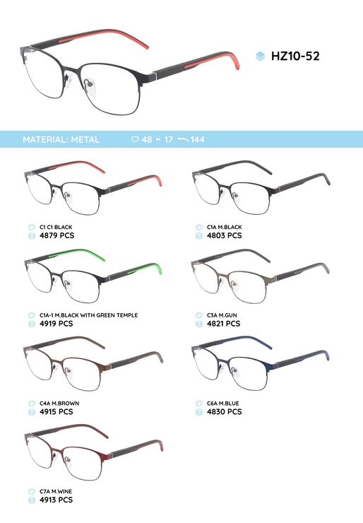 Metal frame with temples made of TR-90 material HZ10-52