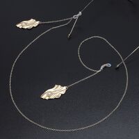 Gold-colored metal non-slip chain, with pendant geometric curved and pearl, for glasses and masks GL555