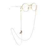Gold-colored metal non-slip chain, with butterfly and rhinestone, for glasses and masks GL913
