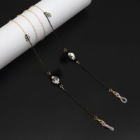 Gold-colored metal non-slip chain, with ceramic beads and tassel, for glasses and masks GL924