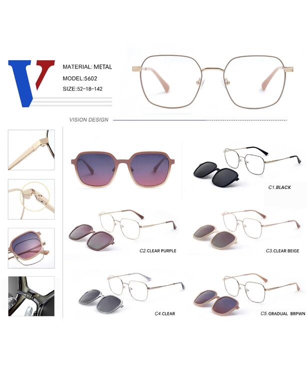 Оправа металлическая + поляризационная солнцезащитная насадка 5602-DA