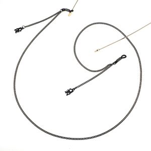 Black-colored metal non-slip chain, with pendant  Love, for glasses and masks GL781