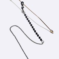 Black-colored metal non-slip chain, with black pearls, for glasses and masks GL1397