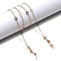 Gold-colored metal non-slip chain, with hollow rose, for glasses and masks GL1442