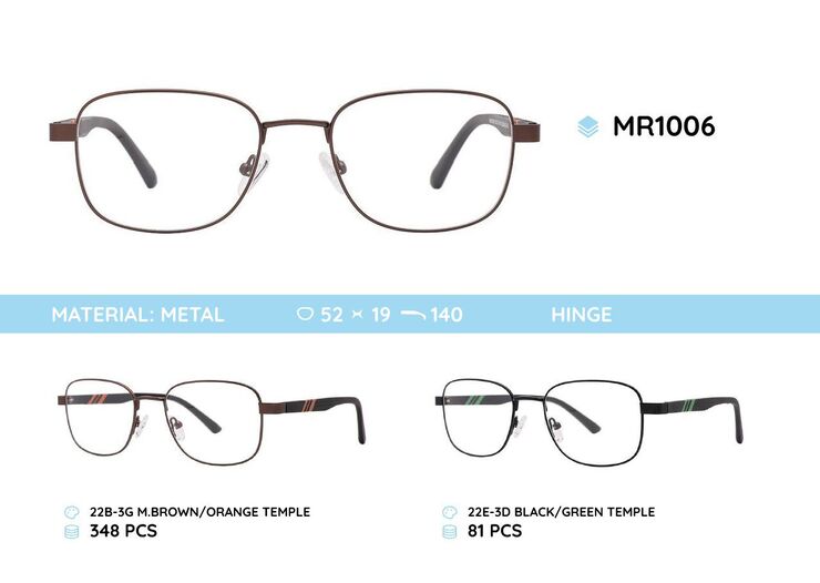 Metal frame with temples made of TR-90 material MR1006
