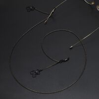 Black-colored metal non-slip chain, with pendant bear with bow, for glasses and masks GL707