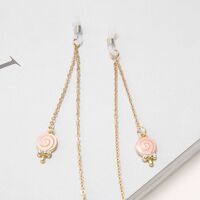 Металлическая нескользящая цепочка золотого цвета, с подвеской в виде конфет со стразами, для очков и масок GA024