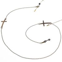 Bronze-colored metal non-slip chain, with a cross, for glasses and masks GL124