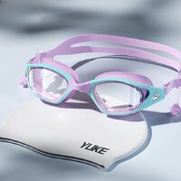 Swimming waterproof anti-fog goggles, with earplugs and cap, diopters from -1.50 to -6.00, 6045-YU