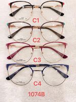 Metal frame for glasses with spring hinges 1074B