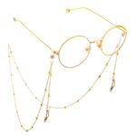 Metal non-slip chain, with pendant heart and rhinestones, for glasses and masks GL581