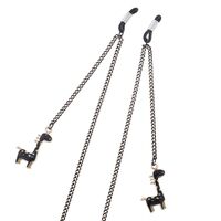 Black-colored metal non-slip chain, with pendant giraffe, for glasses and masks GL362