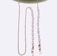 Gold-colored metal non-slip chain, with pearl, for glasses and masks GL1414