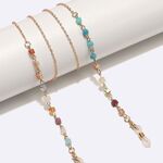 Gold-colored metal non-slip chain, with square crystal, for glasses and masks GL1717