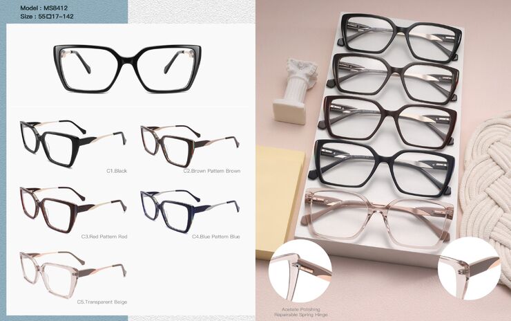 Plastic acetate frame for women, with spring hinges Big City MS8412