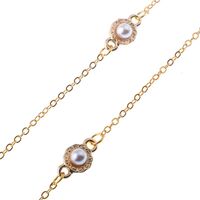 Gold-colored metal non-slip chain, with pearls, for glasses and masks GL104-2