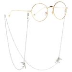 Silver-colored metal non-slip chain, with a swallow, for glasses and masks GL061