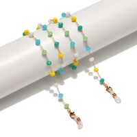 Gold-colored metal non-slip chain, with colored crystal, for glasses and masks GL1574