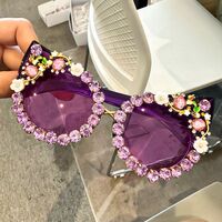 Plastic PC cat-eye sunglasses with rhinestones 