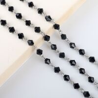 Metal non-slip chain, with black and white crystal, for glasses and masks GL752