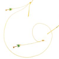 Gold-colored metal non-slip chain, with pendant coconut tree, for glasses and masks GL315