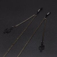 Металлическая нескользящая цепочка черного цвета, с подвеской в виде черного кактуса, для очков и масок GL544