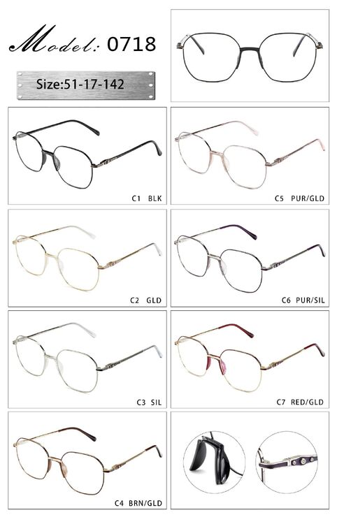 Metal frame with soft nose pad and spring hinges 0718-DA