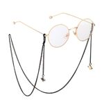 Black-colored metal non-slip chain, with pendant planet, for glasses and masks GL754