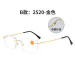 Metal rimless reading glasses with screws and blue light protection and spring hinges, from +1.00 to +6.00 D, RMC=62-64 (see conditions!)