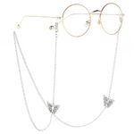 Silver-colored metal non-slip chain, with butterflies, for glasses and masks GL046