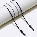 Black-colored metal non-slip chain, with black pearls, for glasses and masks GL1397