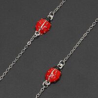 Металлическая нескользящая цепочка серебряного цвета, с божьей коровкой, для очков и масок GL231