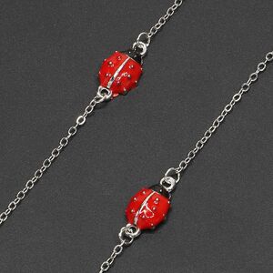 Silver-colored metal non-slip chain, with beetle ladybug, for glasses and masks GL231