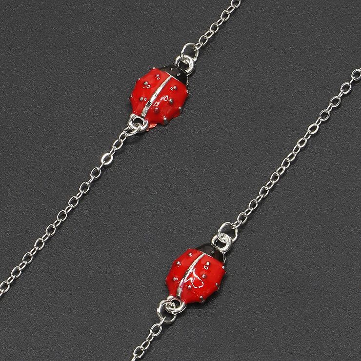 Металлическая нескользящая цепочка серебряного цвета, с божьей коровкой, для очков и масок GL231