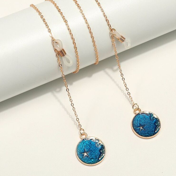 Gold-colored metal non-slip chain, with a starry sky, for glasses and masks GL1841