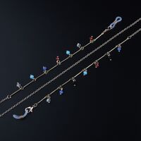 Metal non-slip chain, with colorful crystal, for glasses and masks GL934