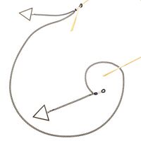 Black-colored metal non-slip chain, with pendant triangle, for glasses and masks GL363